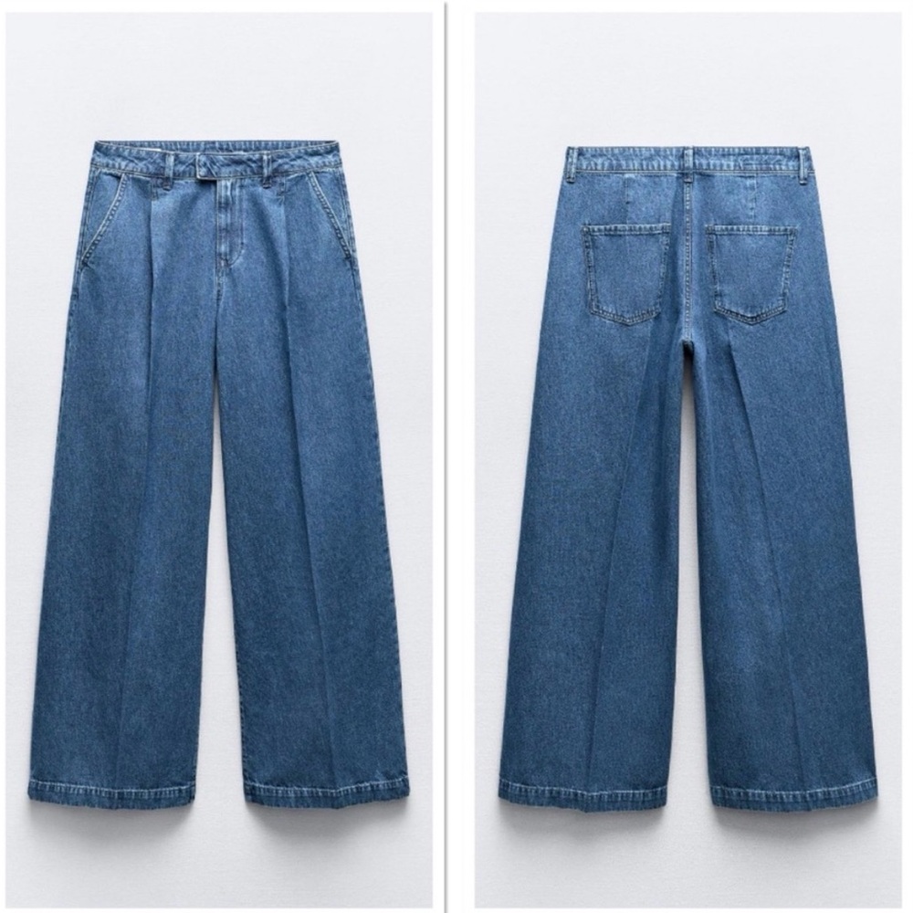 Zara Wide Leg Darted Z1975 Blue Jeans - Sz 6